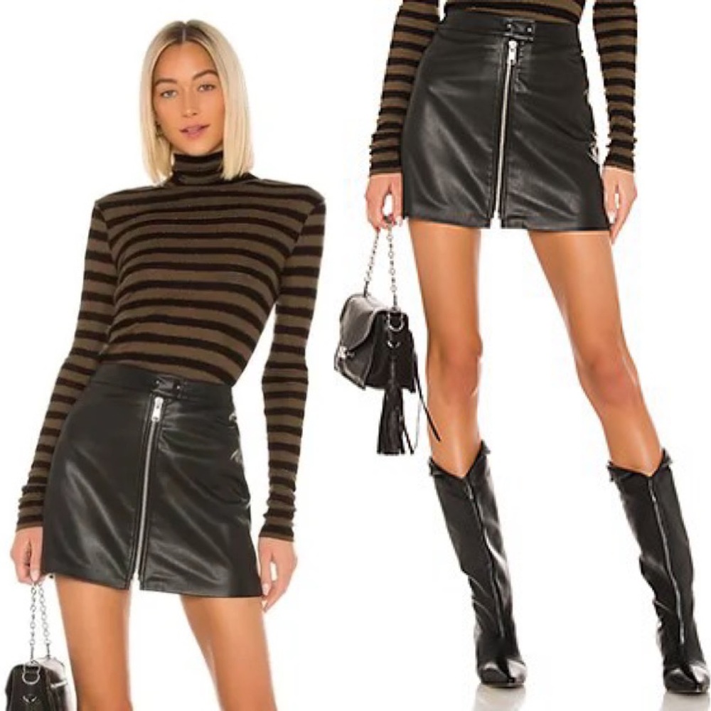 ALLSAINTS Lena Faux Leather Miniskirt Black Size 4 Like New with Zipper Detail